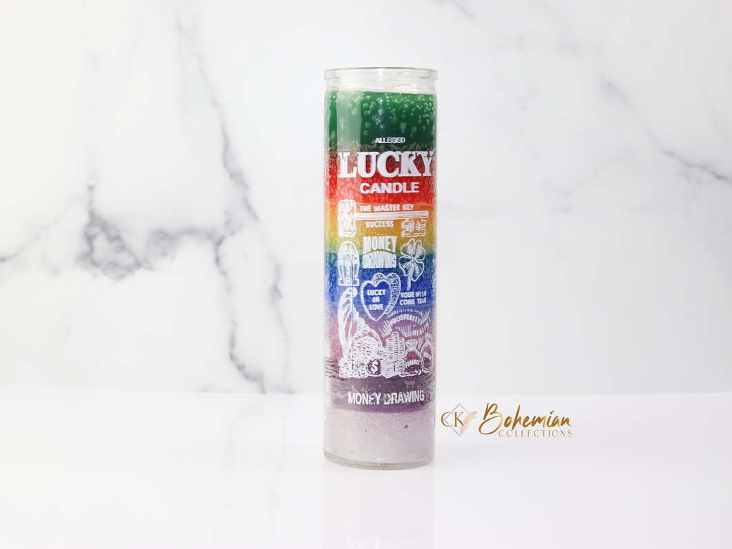 Money Drawing “ Lucky” Multi Color Candle